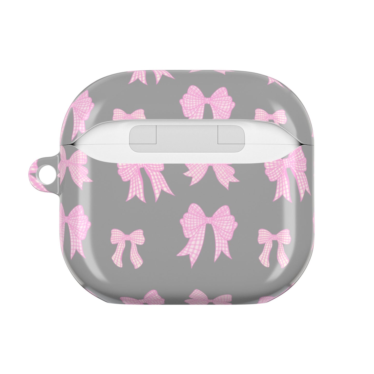 GREY PINK GINGHAM BOWS AIRPOD CASE