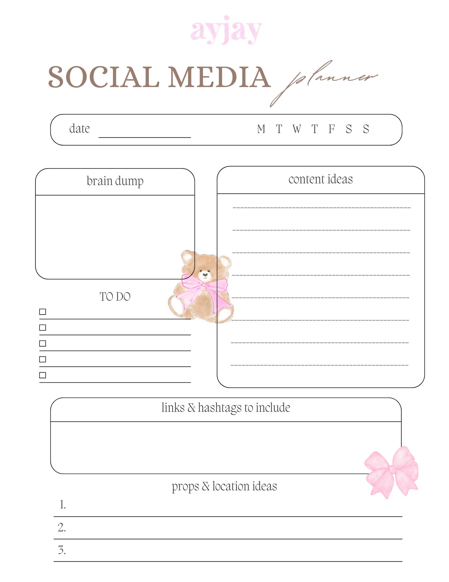 AYJAY SOCIAL MEDIA CONTENT PLANNER