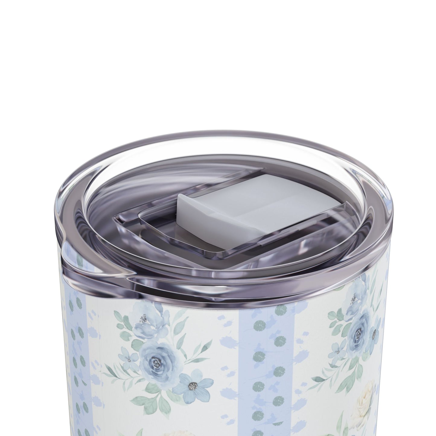 BLUE FLORAL STRIPES STRAW TUMBLER