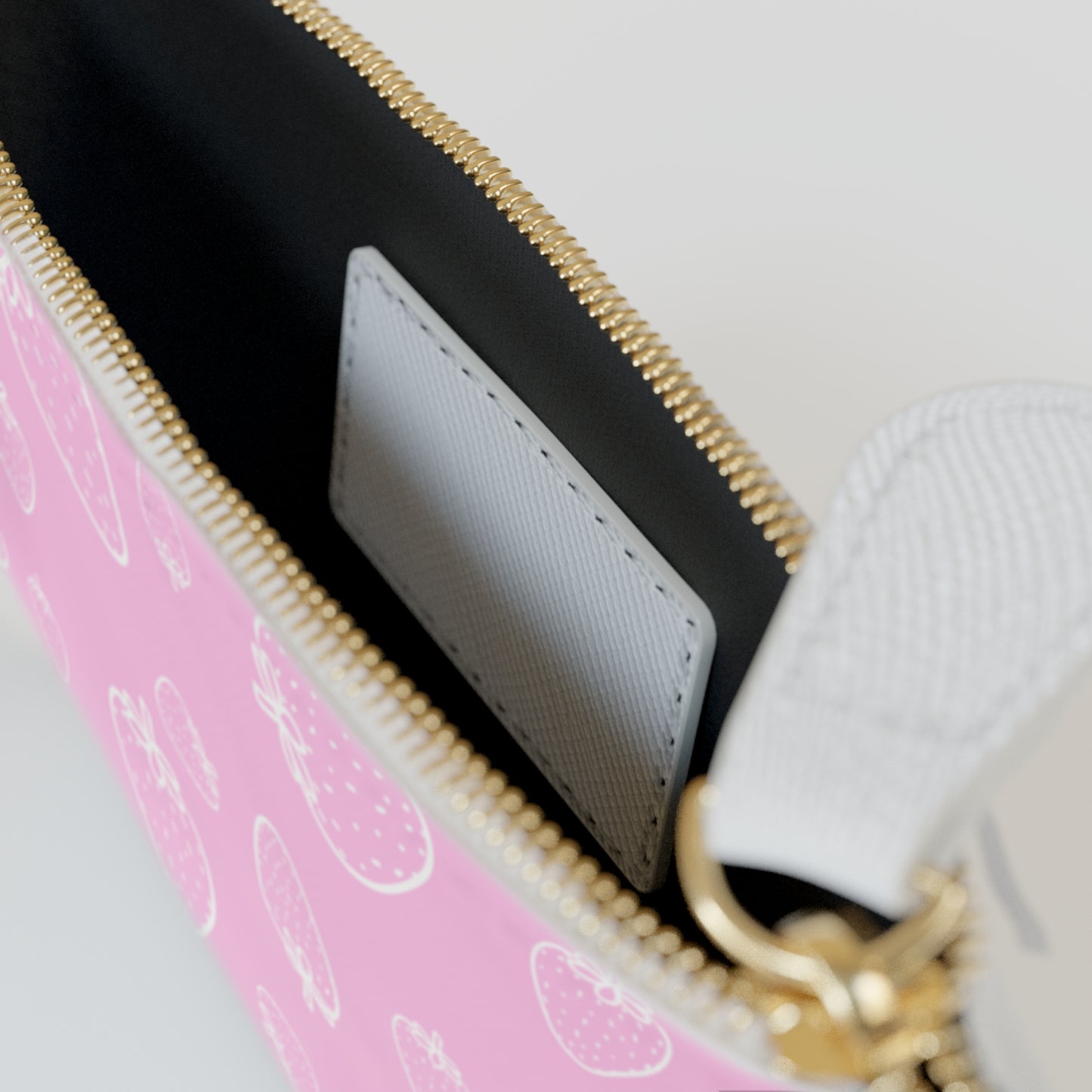 PINK STRAWBERRIES LEATHER POUCH