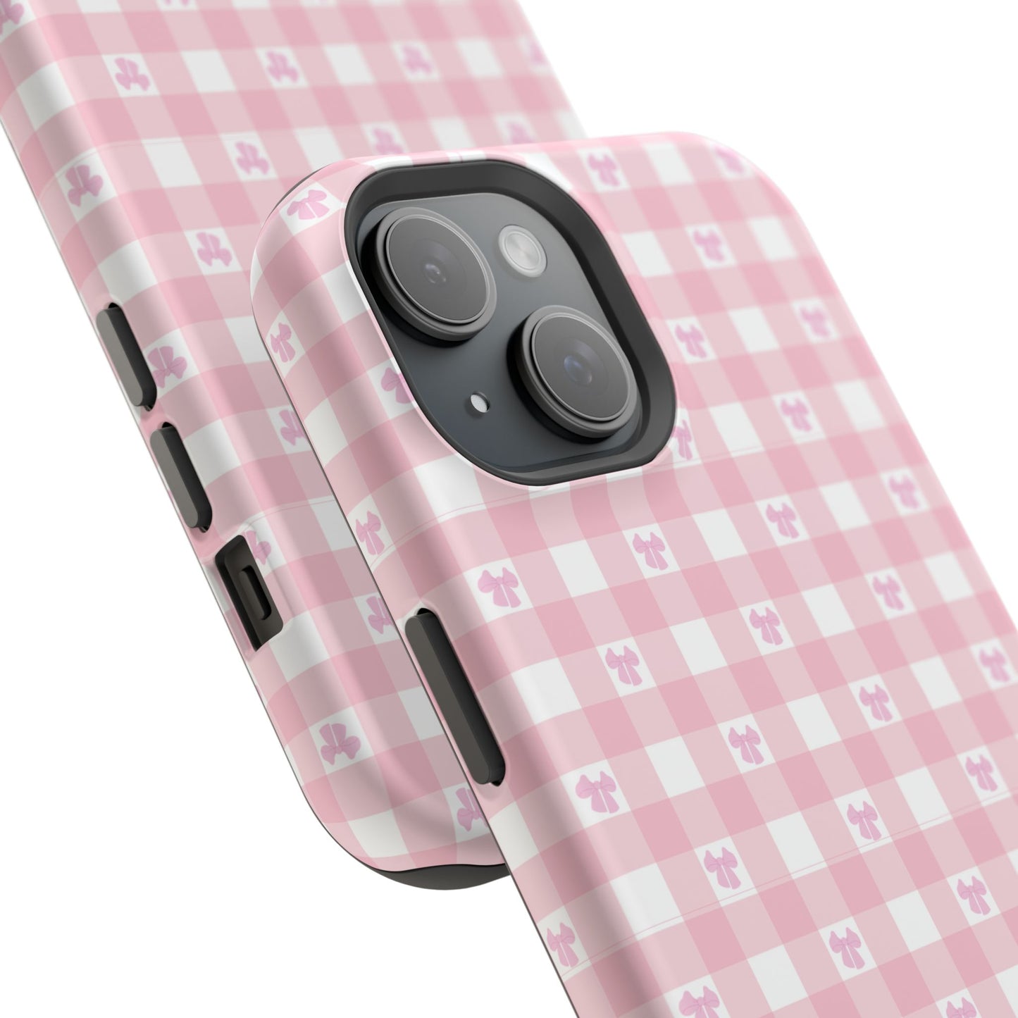 PINK GINGHAM BOW PHONE CASE