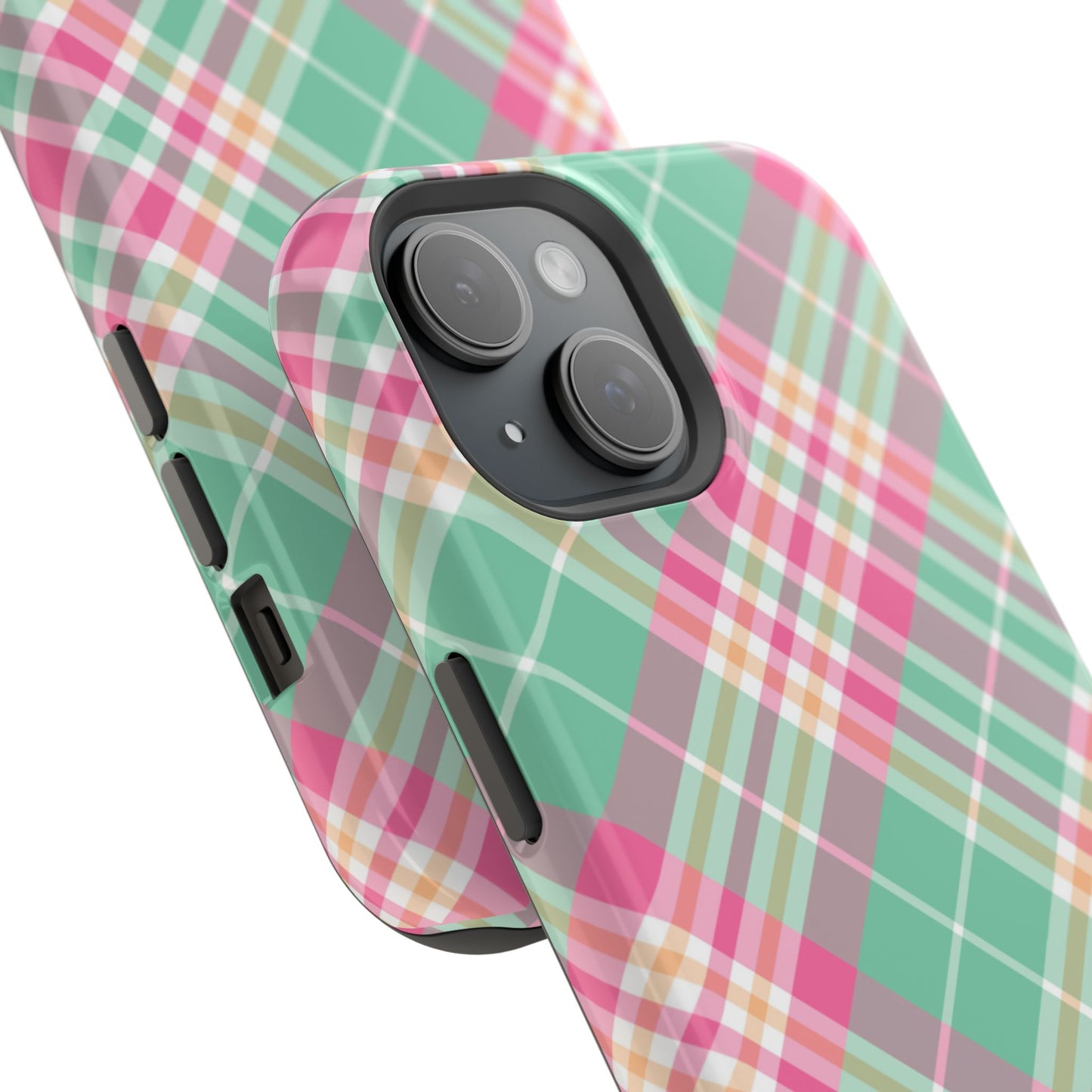 GREEN & PINK PLAID PHONE CASE