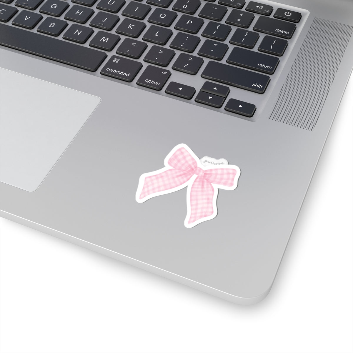 PINK GINGHAM BOW GIRLHOOD STICKER