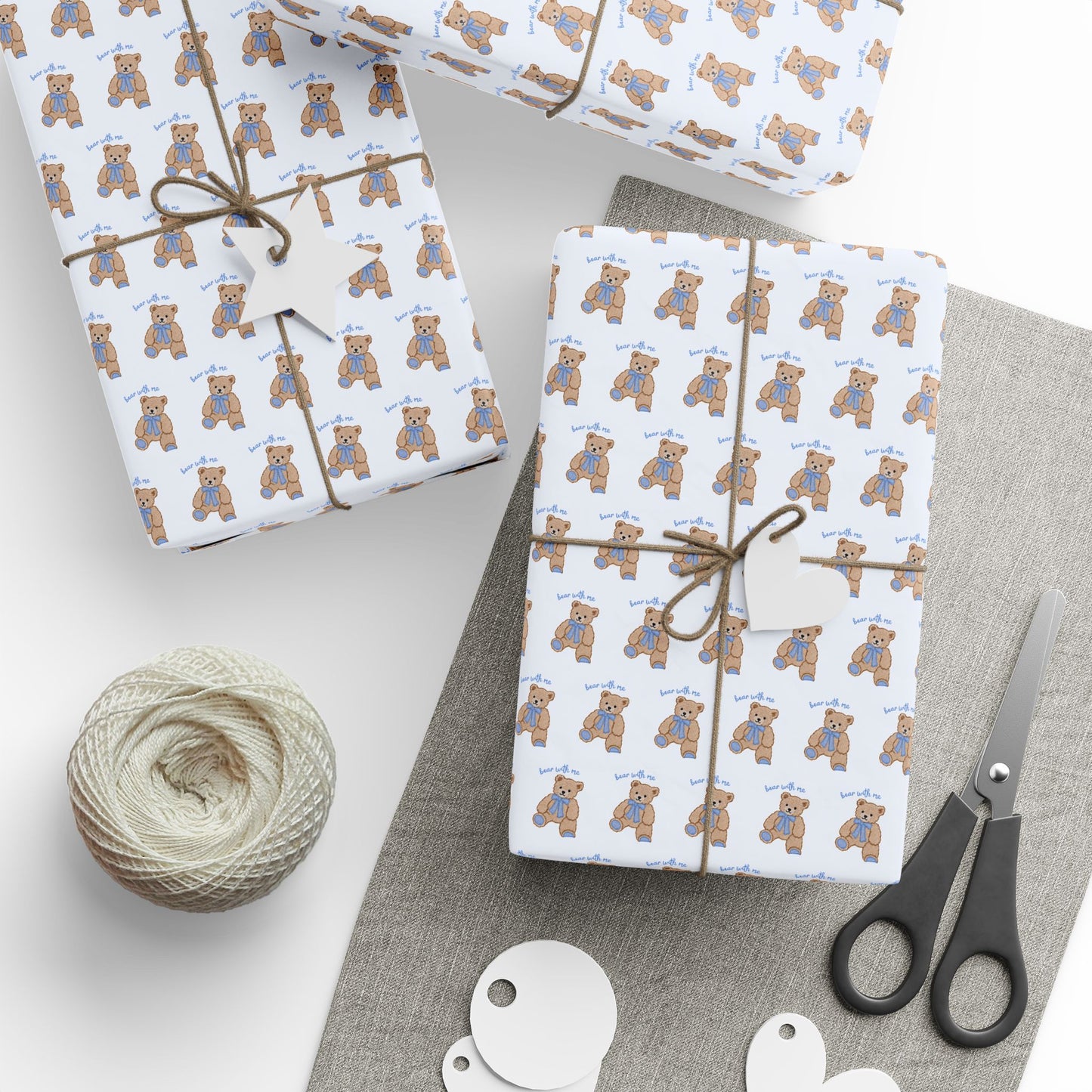 BLUE TEDDY BEAR WITH ME WRAPPING PAPER ROLL