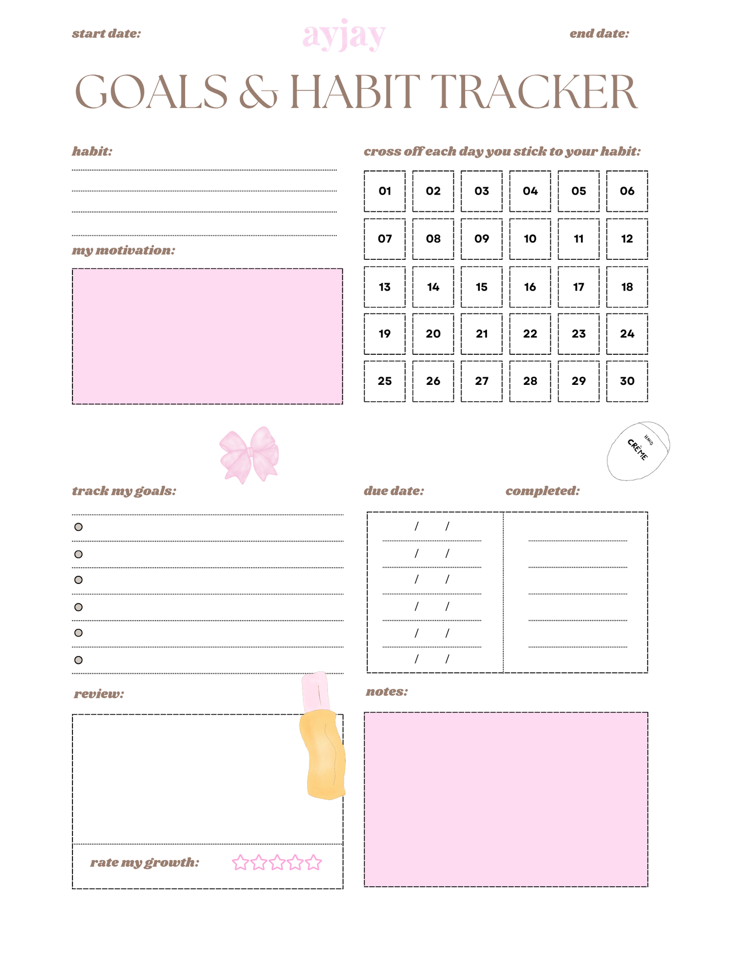 AYJAY GOALS & HABIT TRACKER