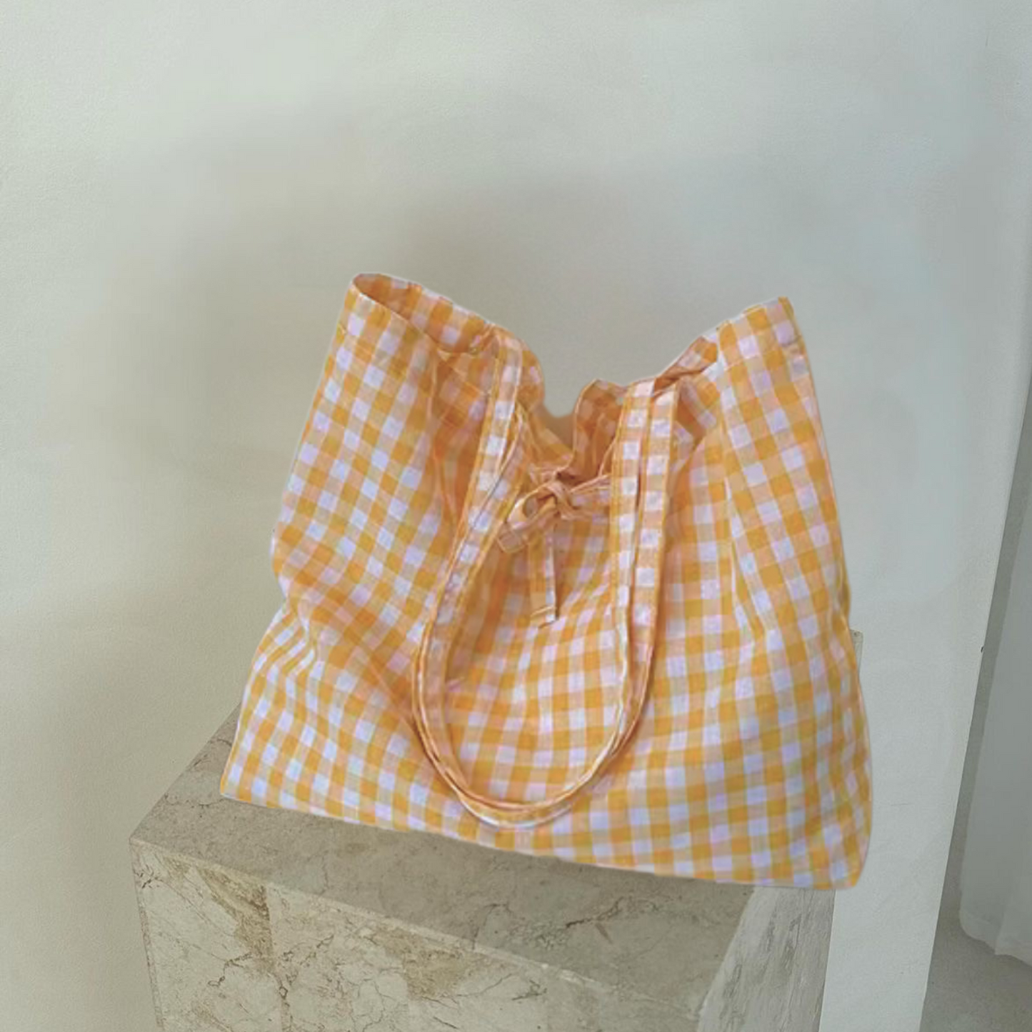 GINGHAM BOW TOTE BAG