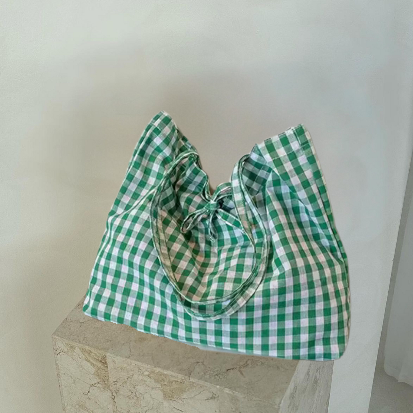 GINGHAM BOW TOTE BAG