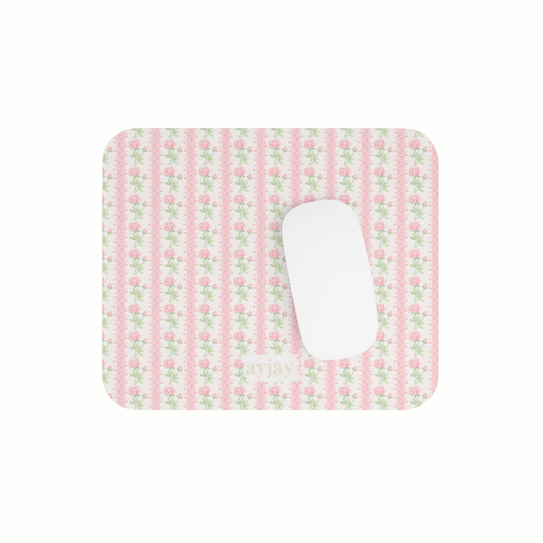 PINK & GREEN FLORAL MOUSE PAD