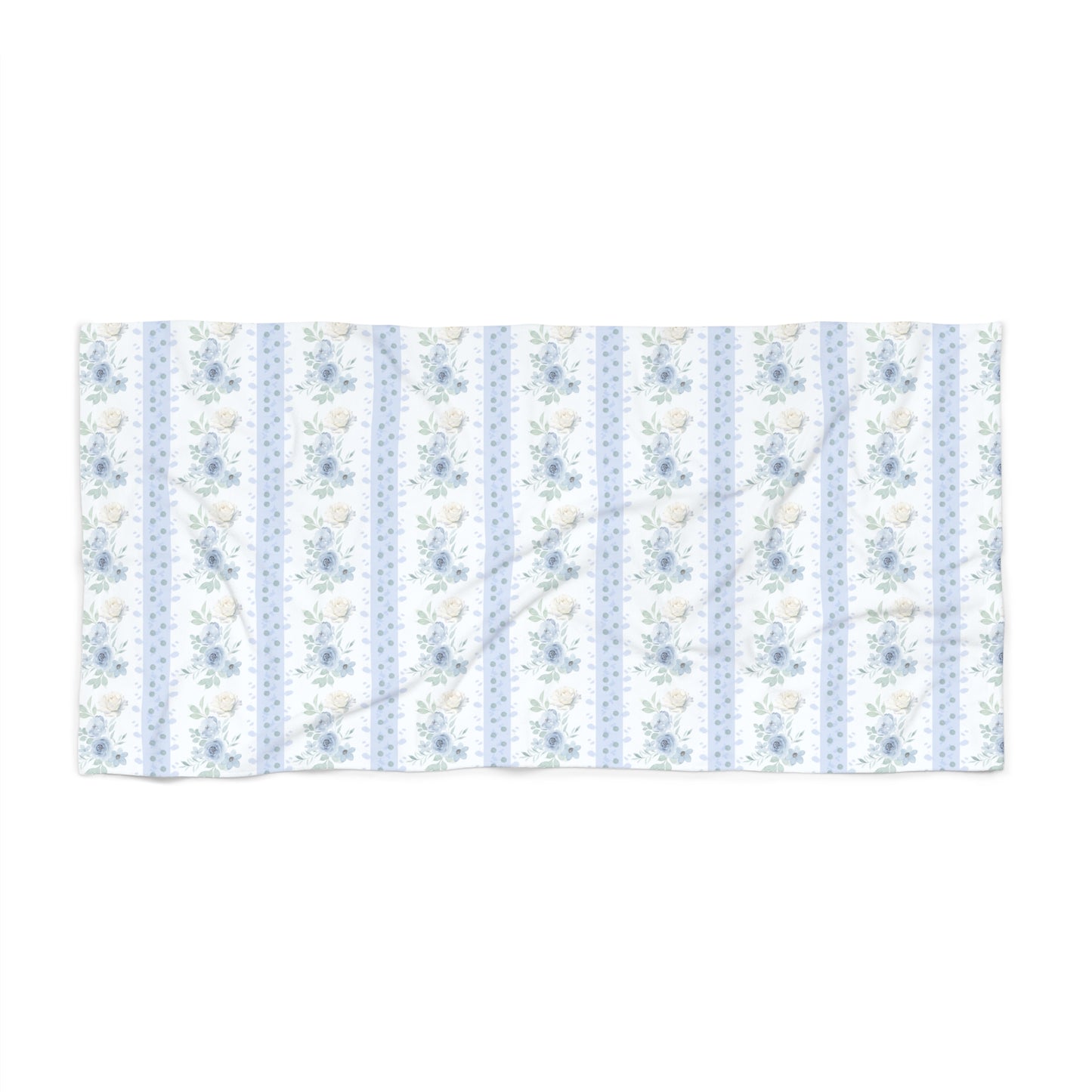 BLUE STRIPES FLORAL BEACH TOWEL