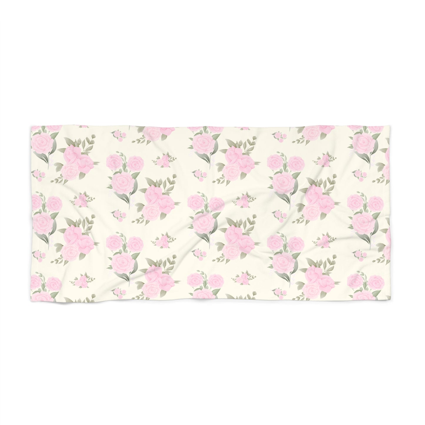 IVORY ROSES FLORAL BEACH TOWEL