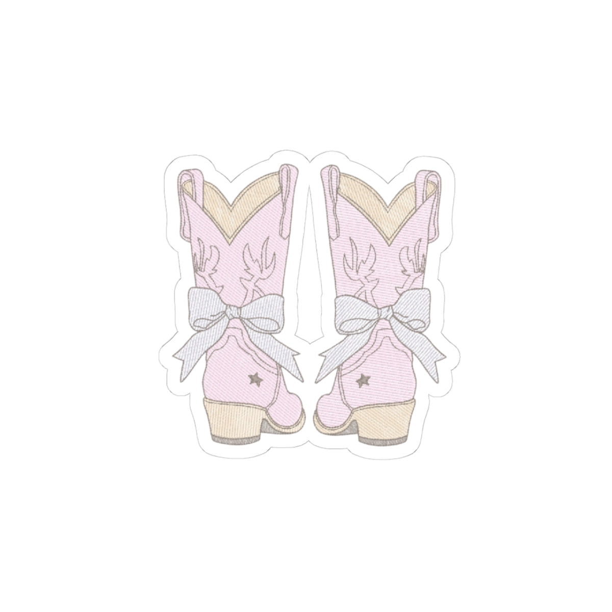PINK DENIM COWGIRL BOW BOOTS STICKER
