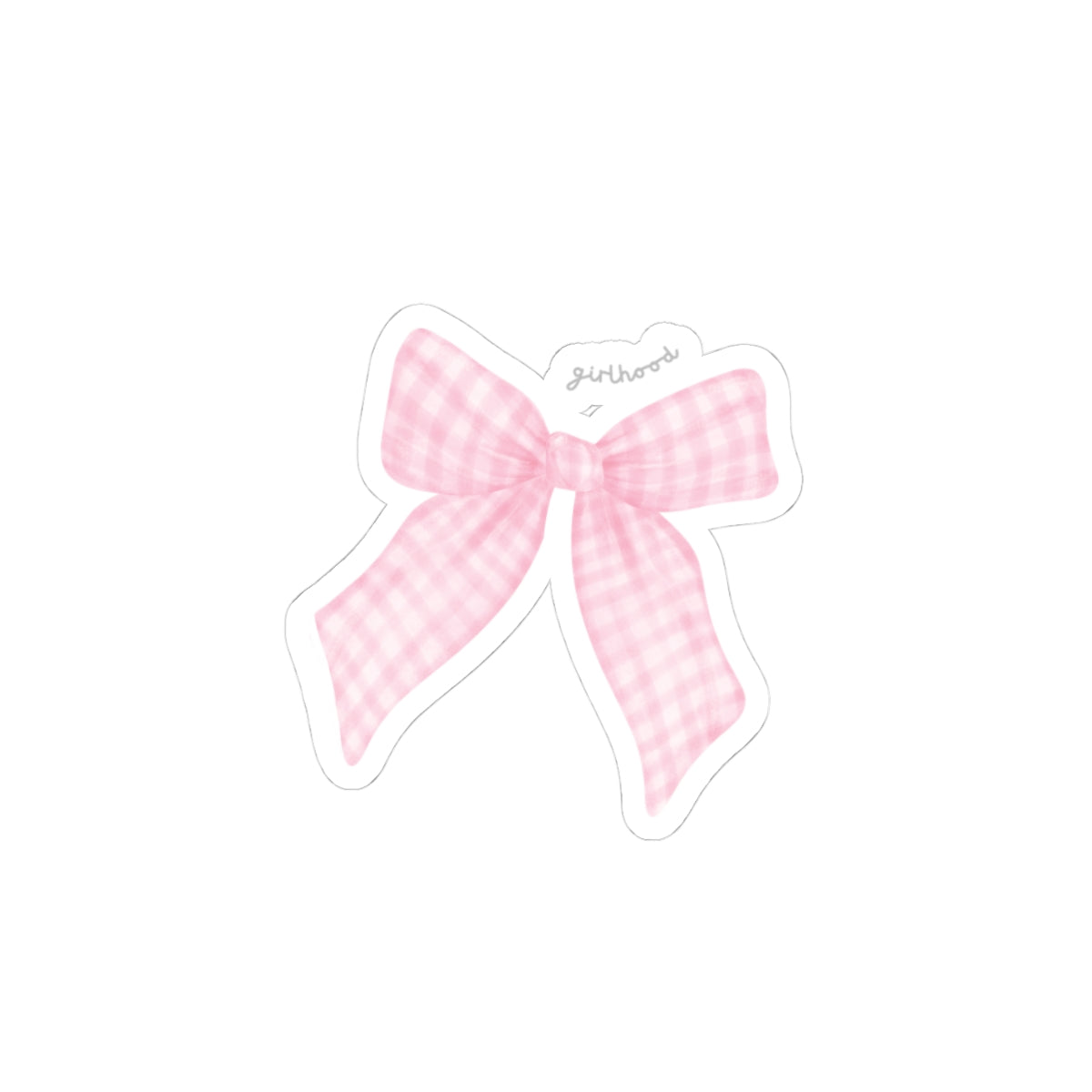 PINK GINGHAM BOW GIRLHOOD STICKER