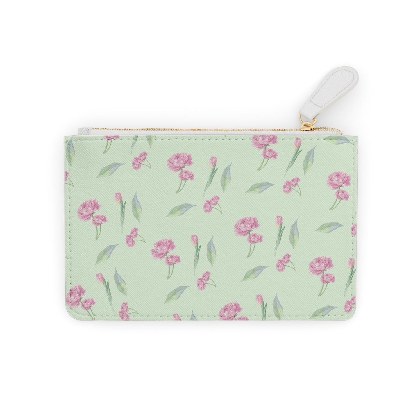 GREEN FLORAL LEATHER POUCH