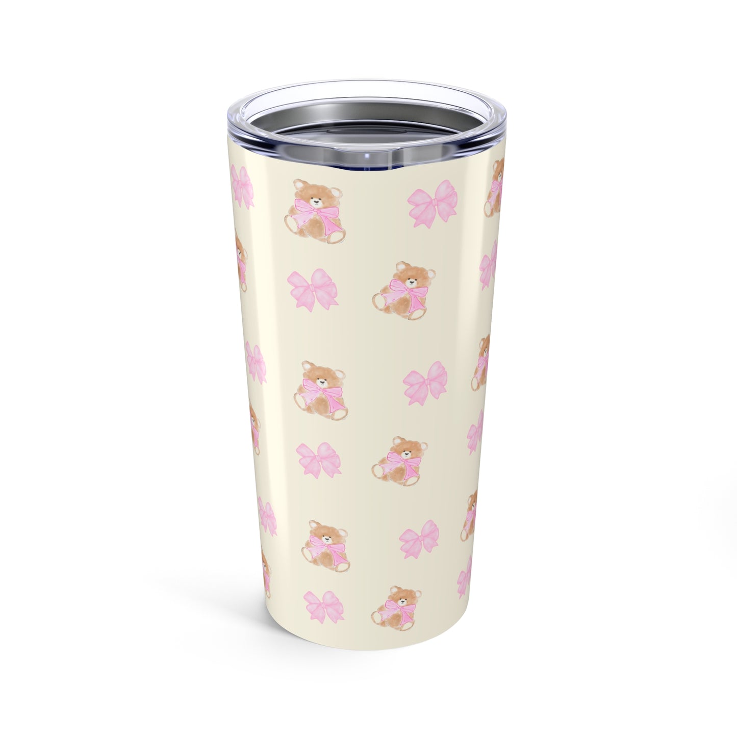 BEIGE TEDDY BOW TUMBLER