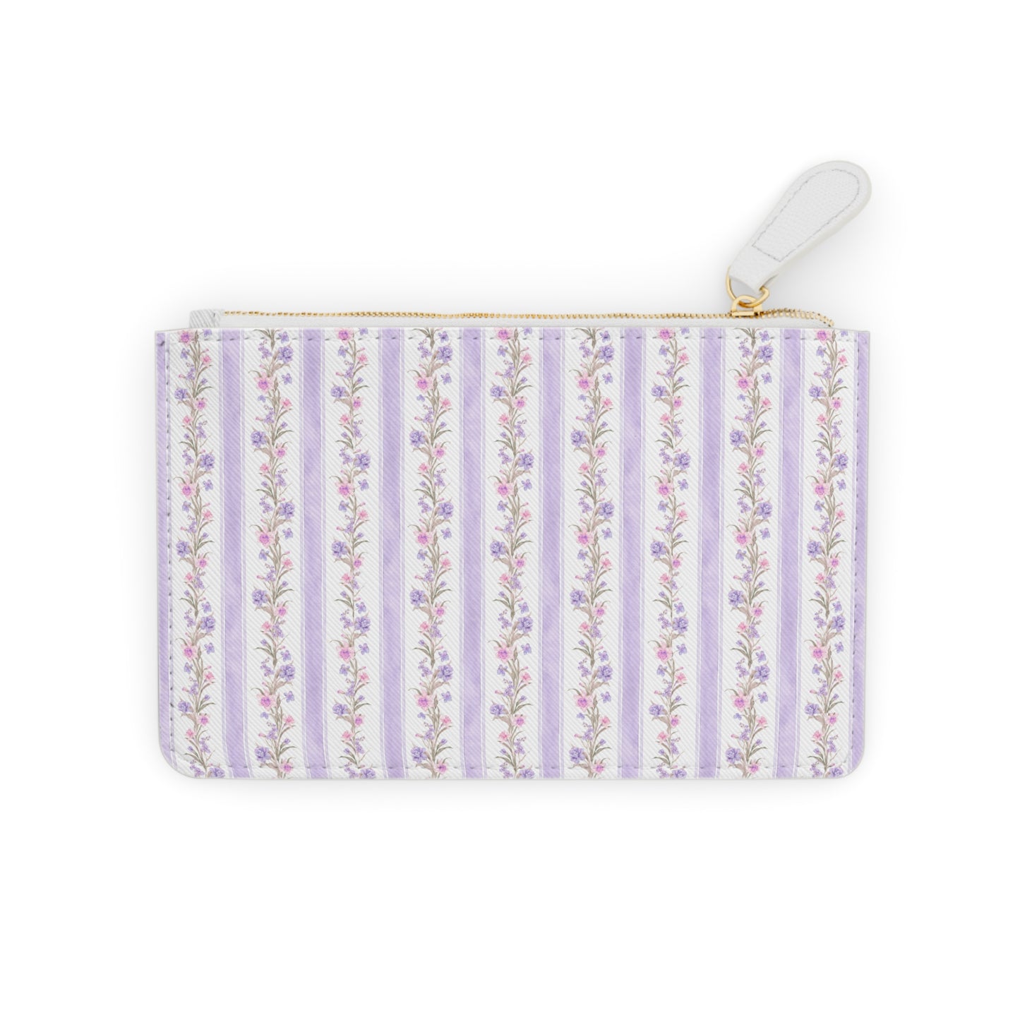 MINI PURPLE STRIPE FLORAL LEATHER POUCH
