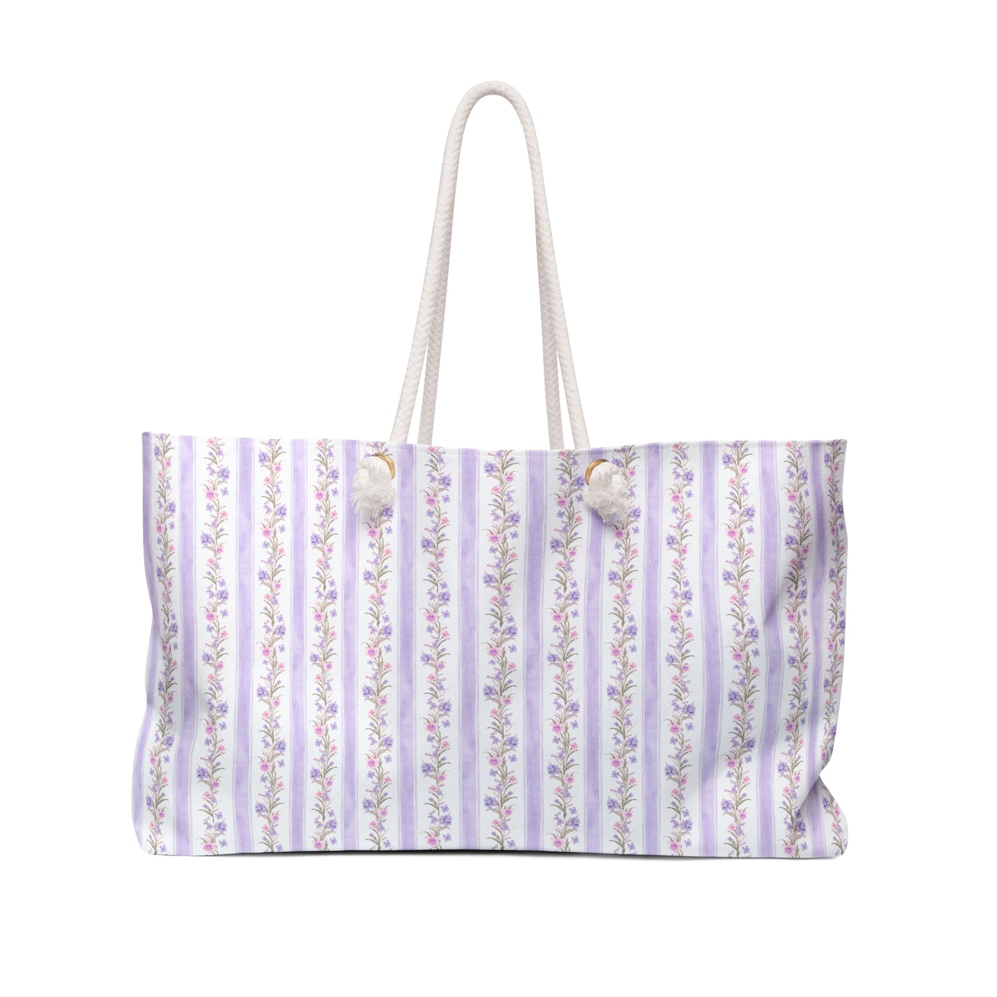 PURPLE FLORAL STRIPES WEEKENDER BAG