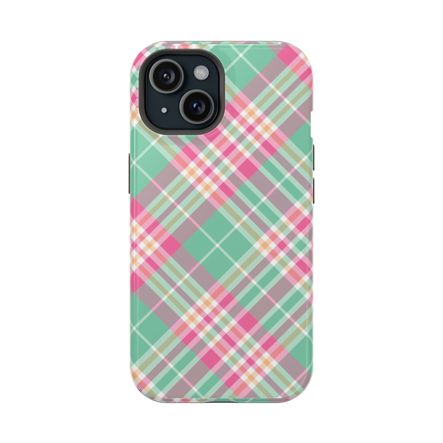 GREEN & PINK PLAID PHONE CASE