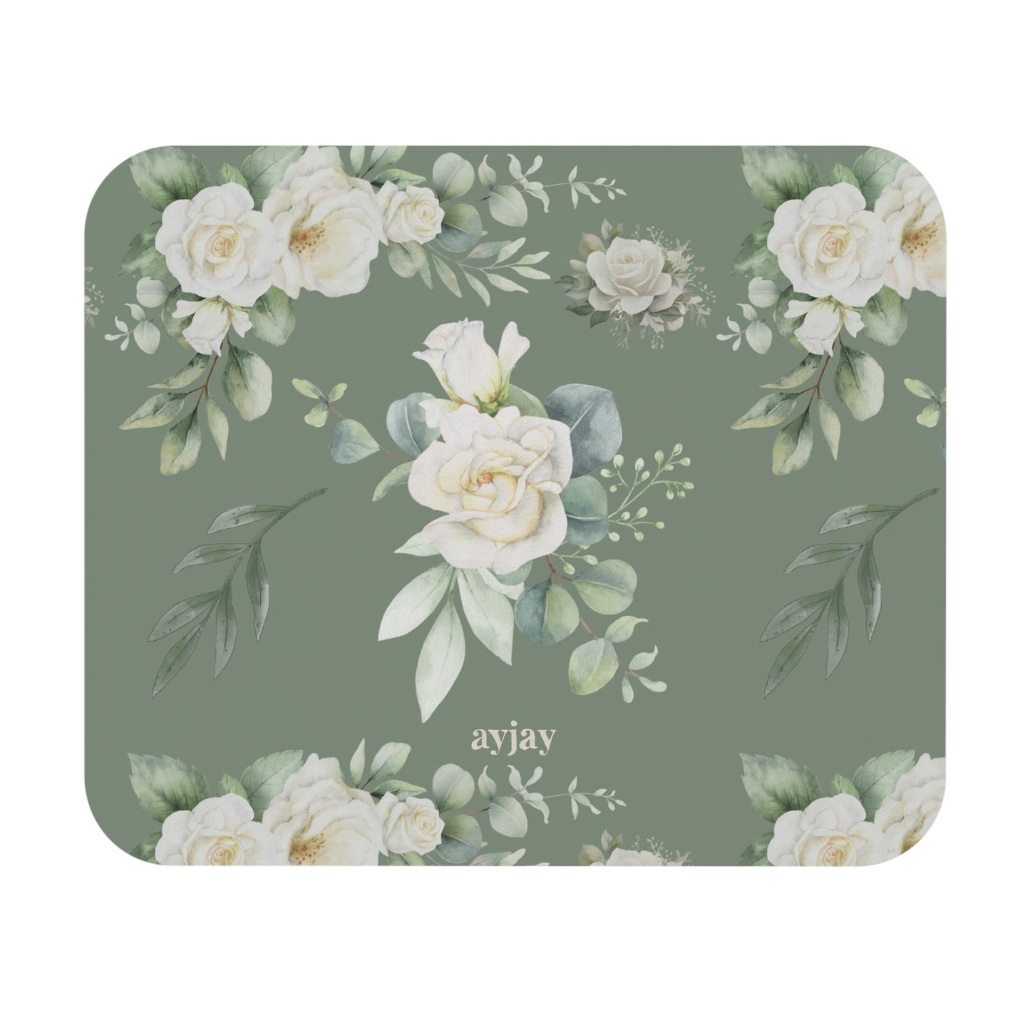 GREEN FLORAL MOUSE PAD