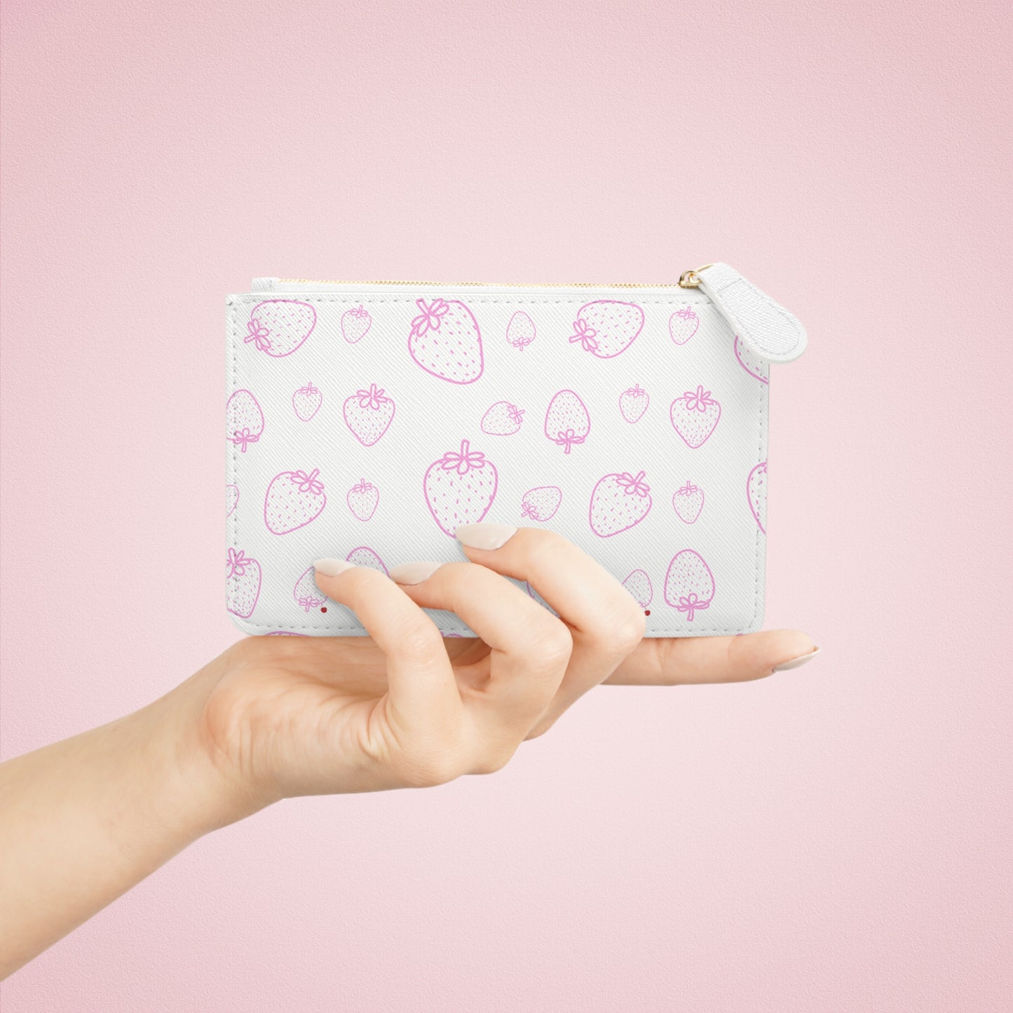 WHITE STRAWBERRIES LEATHER POUCH