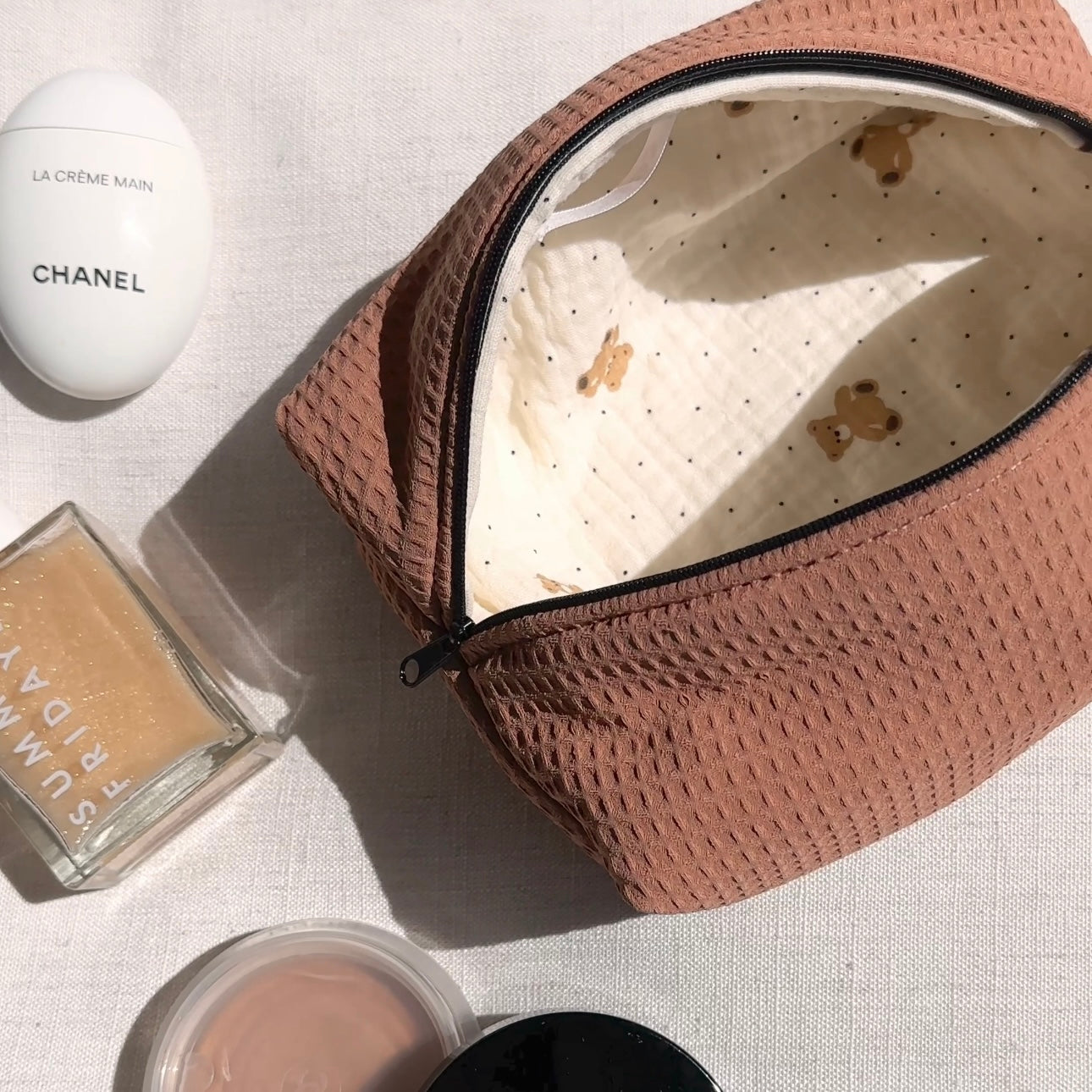BROWN KNIT MAKE-UP BAG-AYJAY
