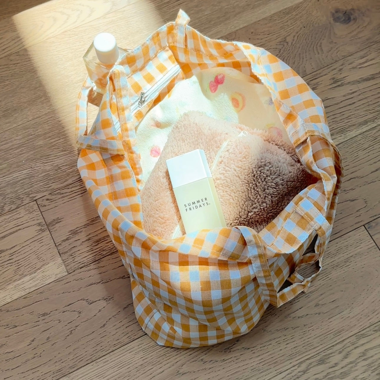 YELLOW GINGHAM LARGE TOTE BAG