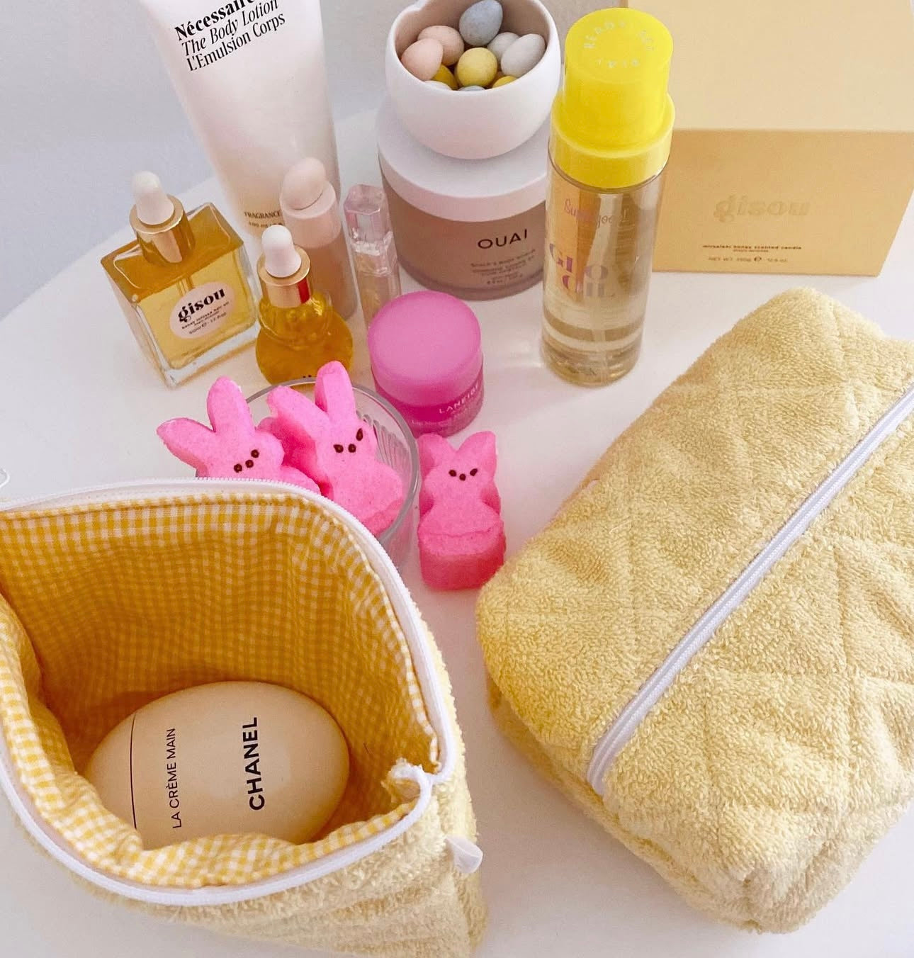BUTTER YELLOW TEDDY MAKEUP BAG