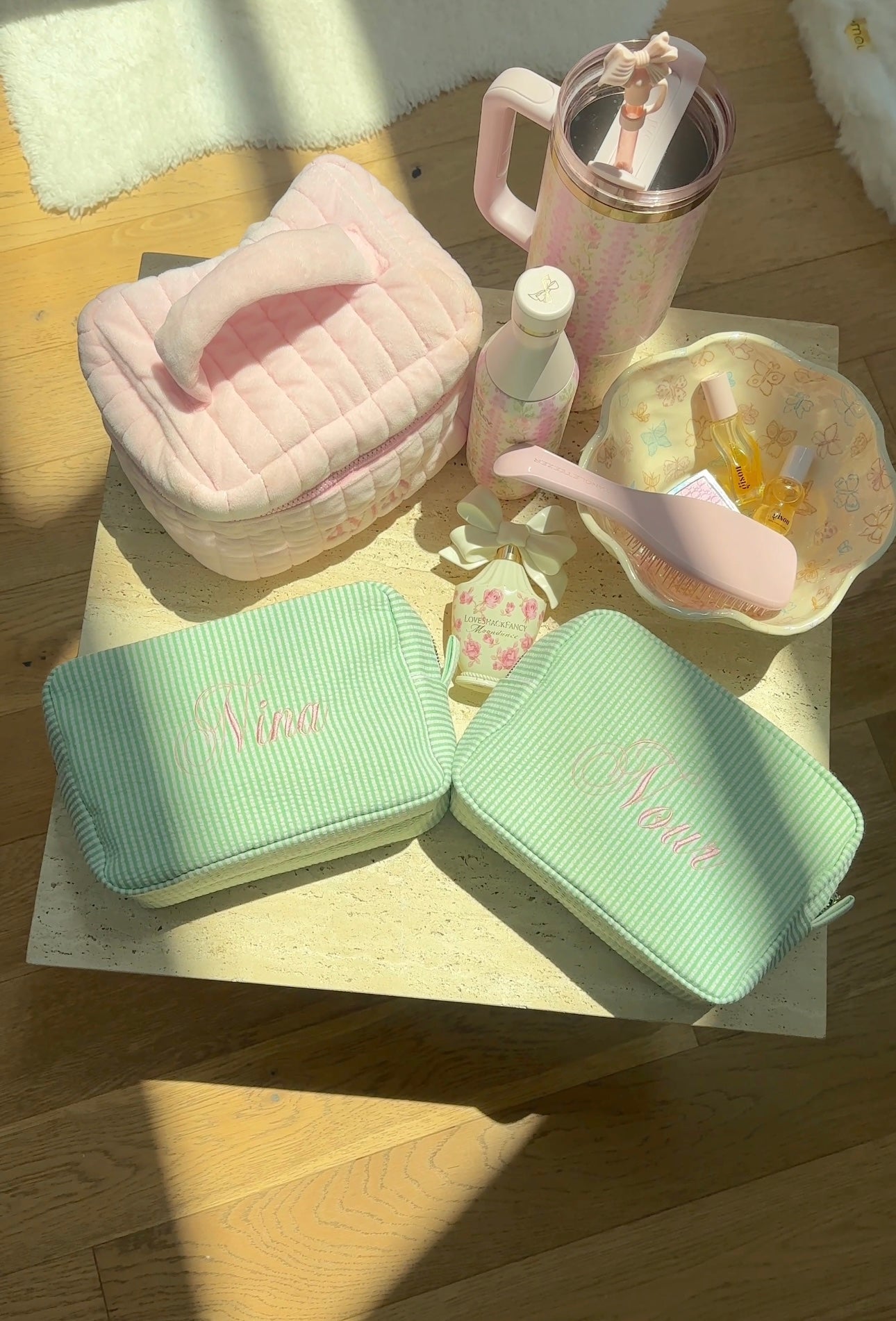 GREEN STRIPES PERSONALIZED NAME BAG