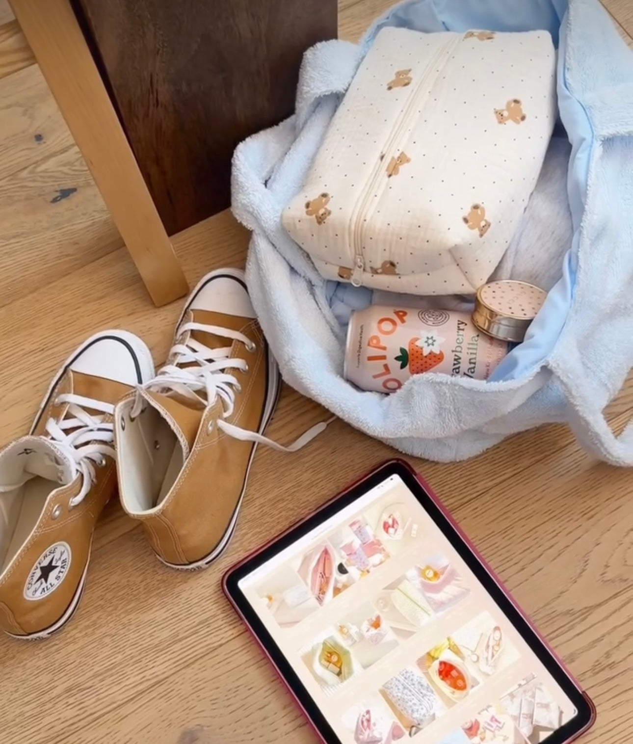 BABY BLUE TEDDY TOTE BAG