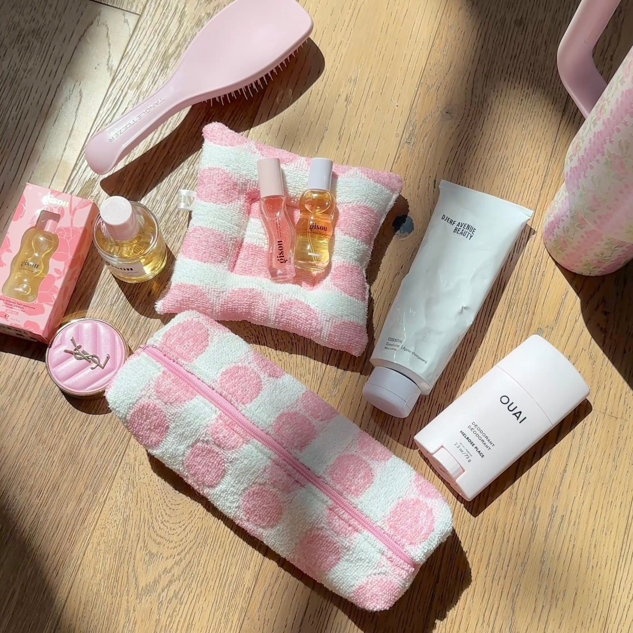 VINTAGE PINK TEDDY POLKA DOT PENCIL CASE