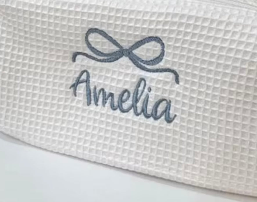 WHITE WAFFLE BOW CUSTOM BAG