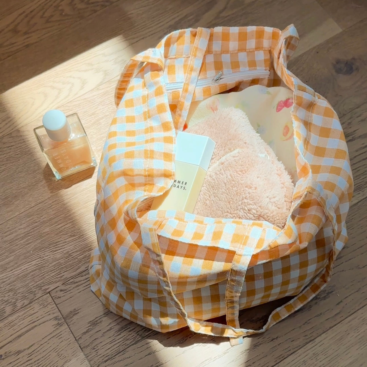 YELLOW GINGHAM LARGE TOTE BAG