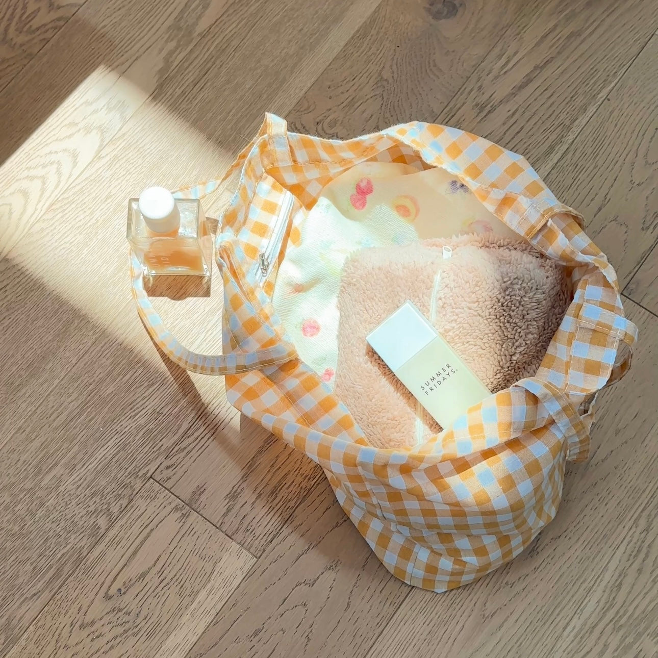 YELLOW GINGHAM LARGE TOTE BAG