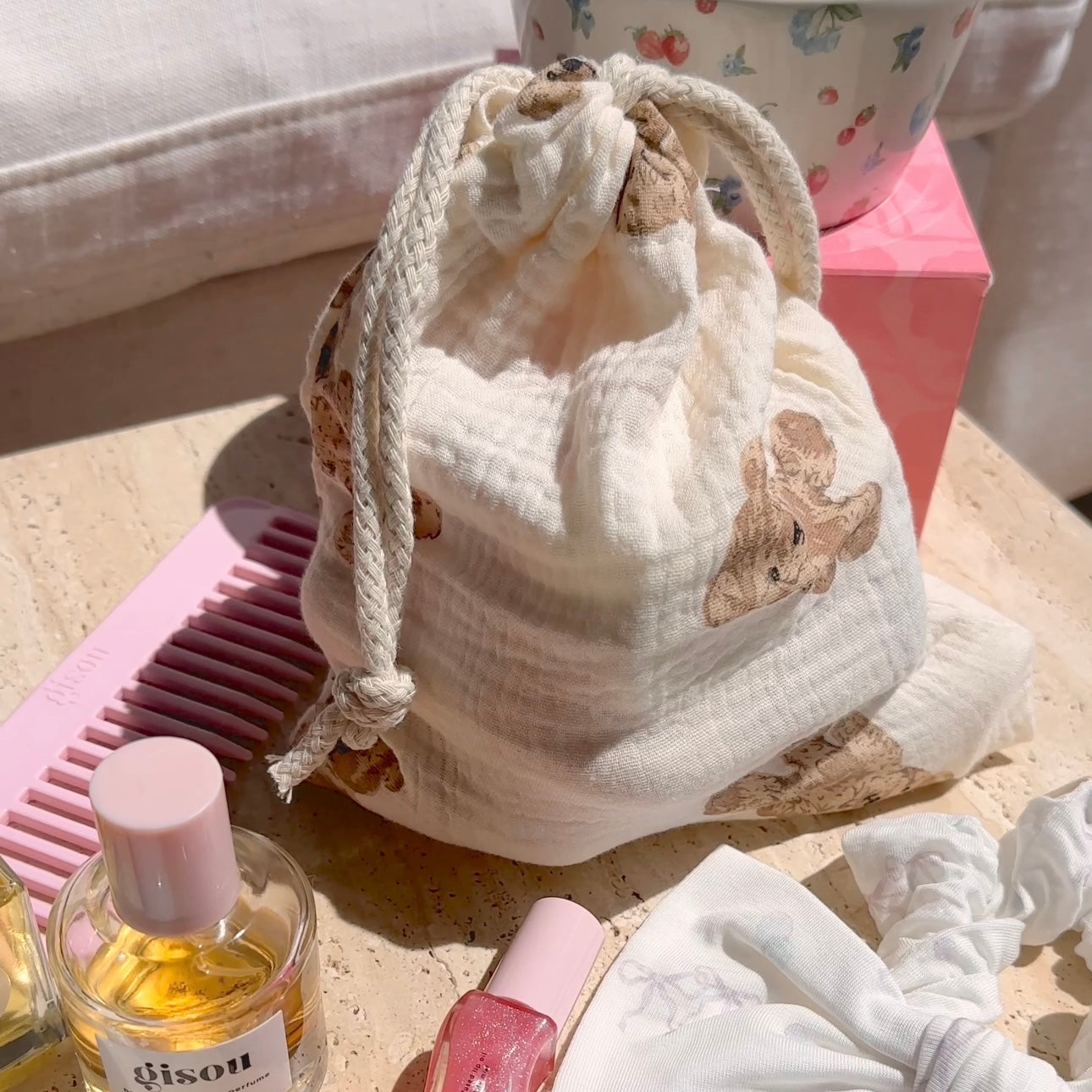 TEDDY BEAR DRAWSTRING BAG-AYJAY