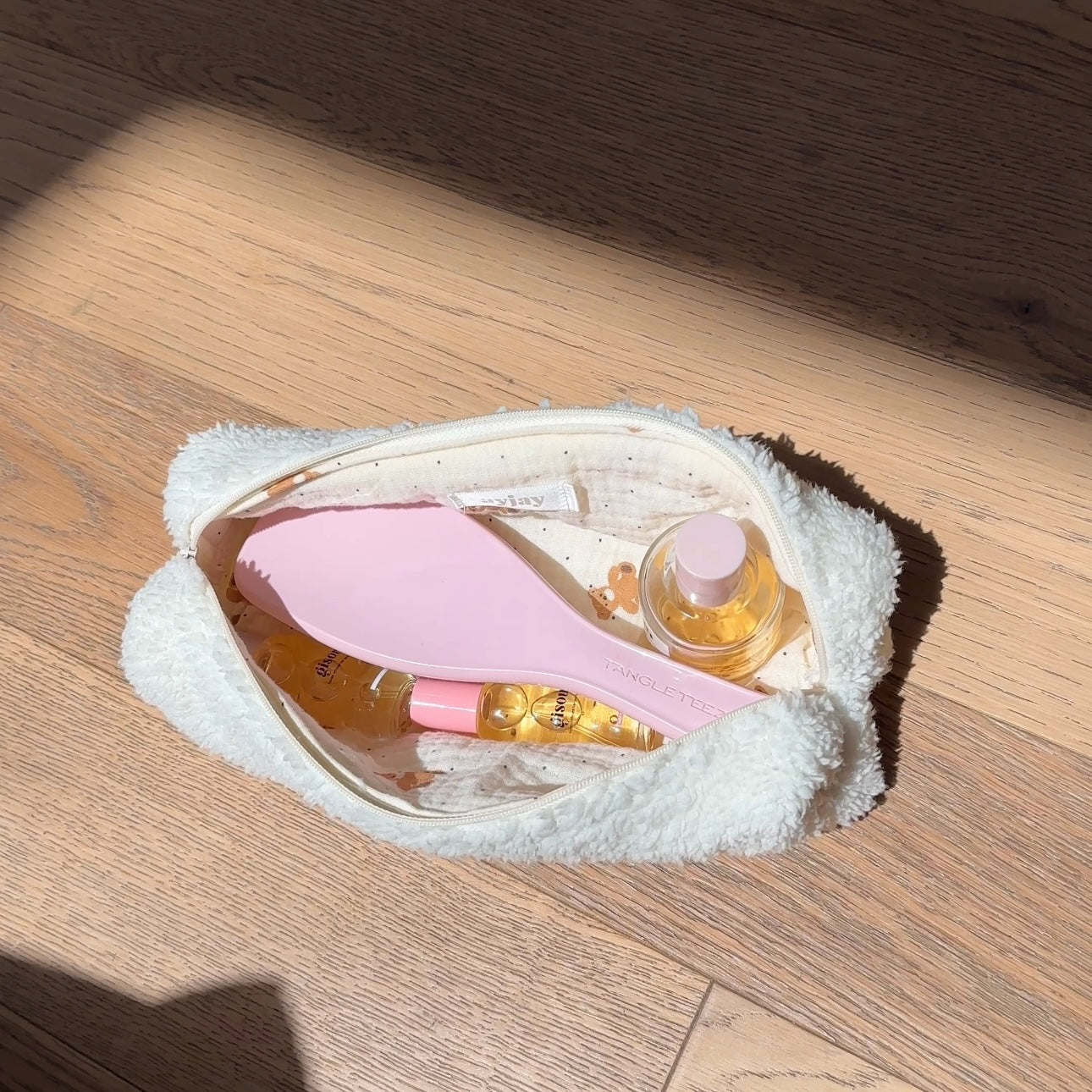 CREAM SOFT TEDDY BEAR PENCIL CASE