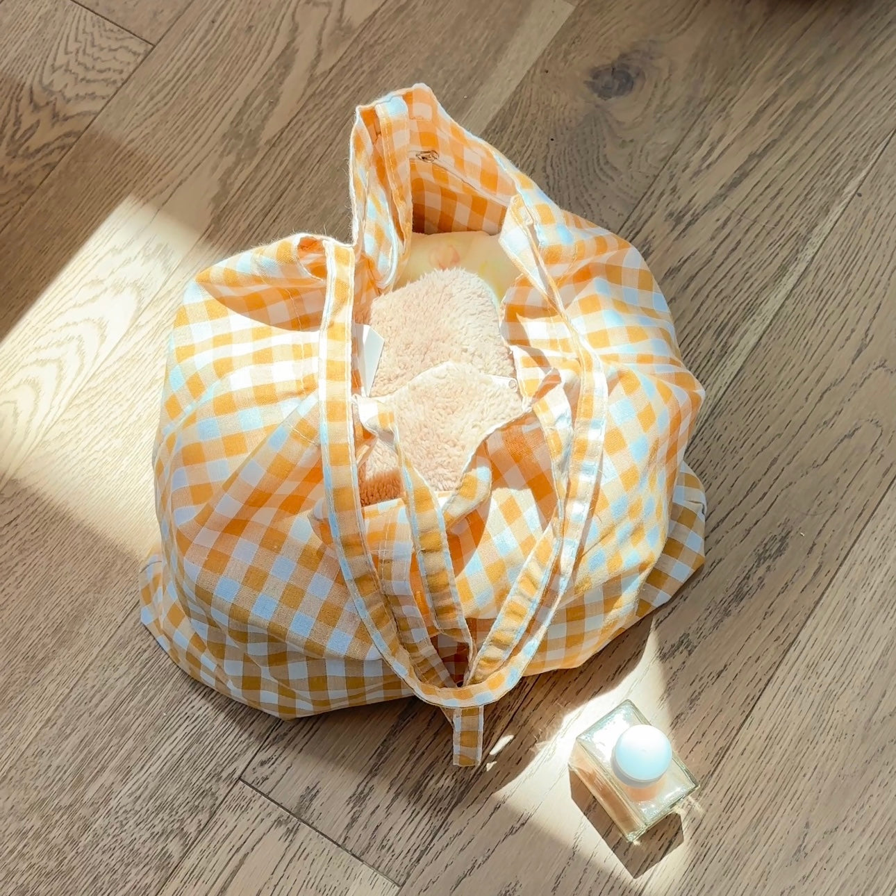 YELLOW GINGHAM LARGE TOTE BAG