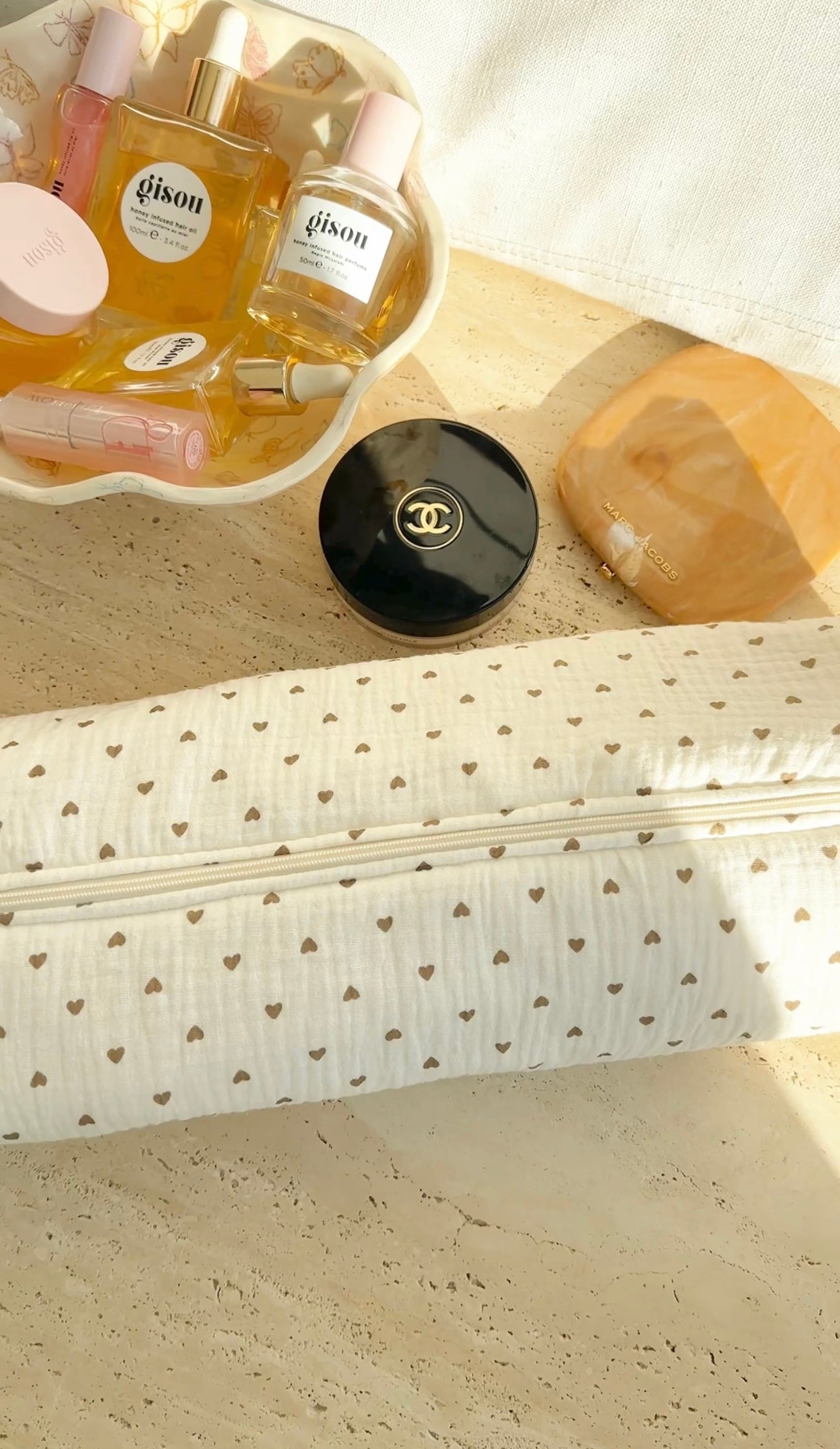 BROWN HEARTS MAKE-UP BAG