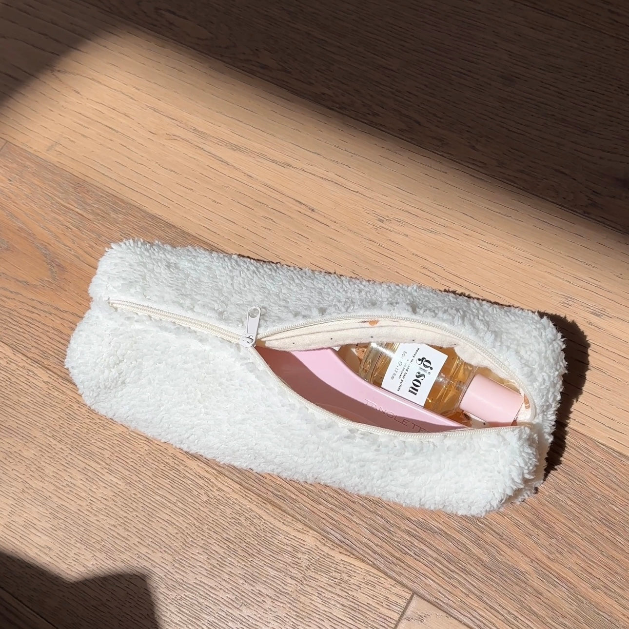 CREAM SOFT TEDDY BEAR PENCIL CASE