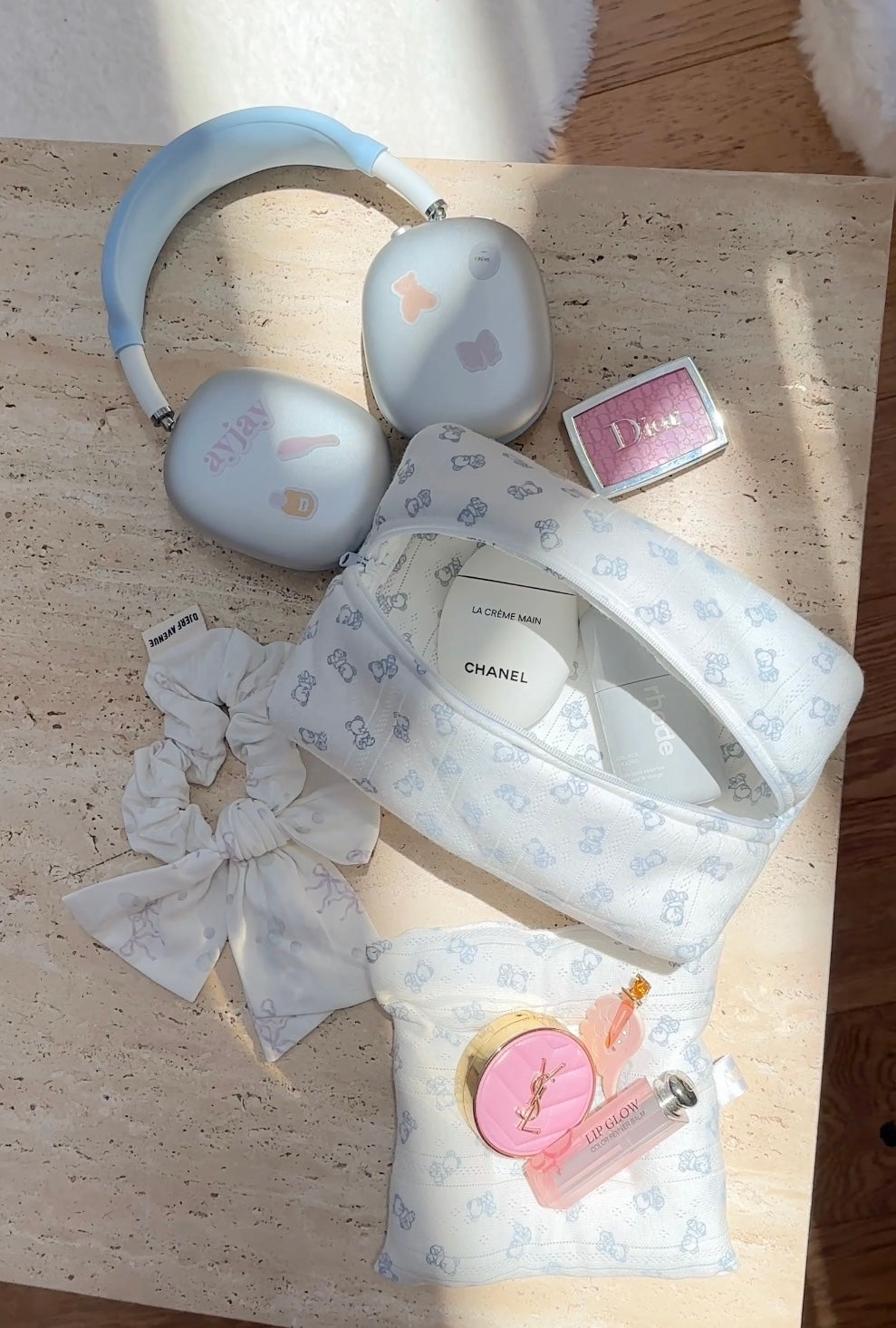 BABY BLUE BEARS MAKEUP BAG