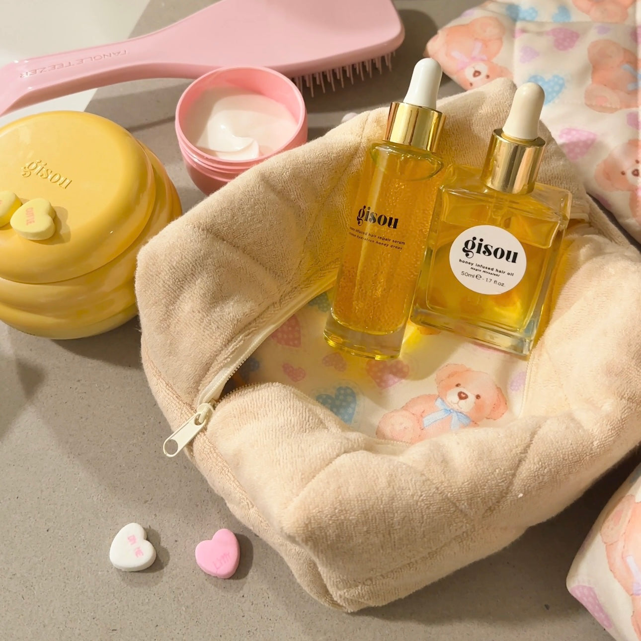 SWEETHEART BEIGE TEDDY MAKEUP BAG