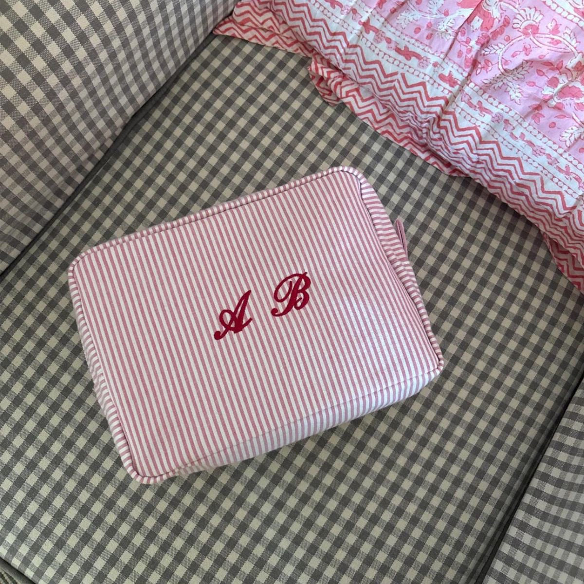 RED STRIPES PERSONALIZED NAME BAG