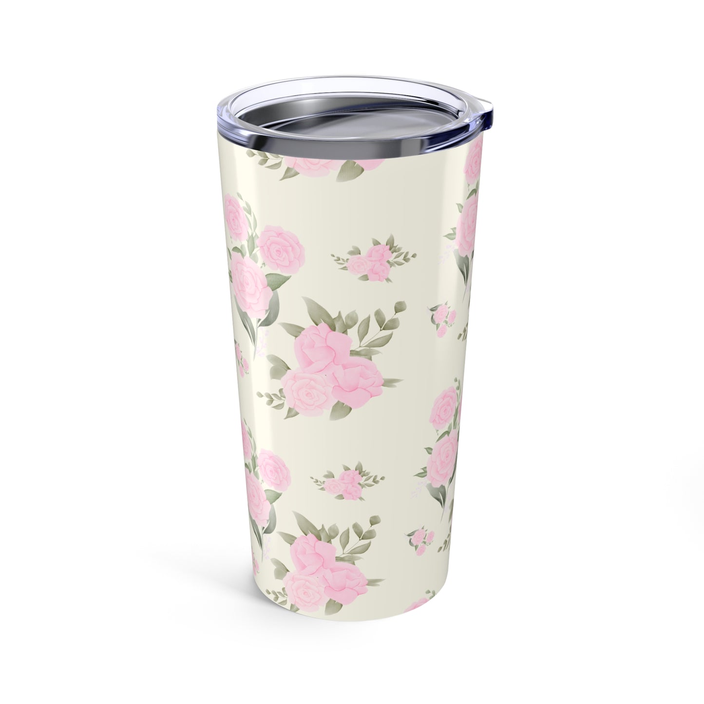 IVORY PINK ROSES TUMBLER