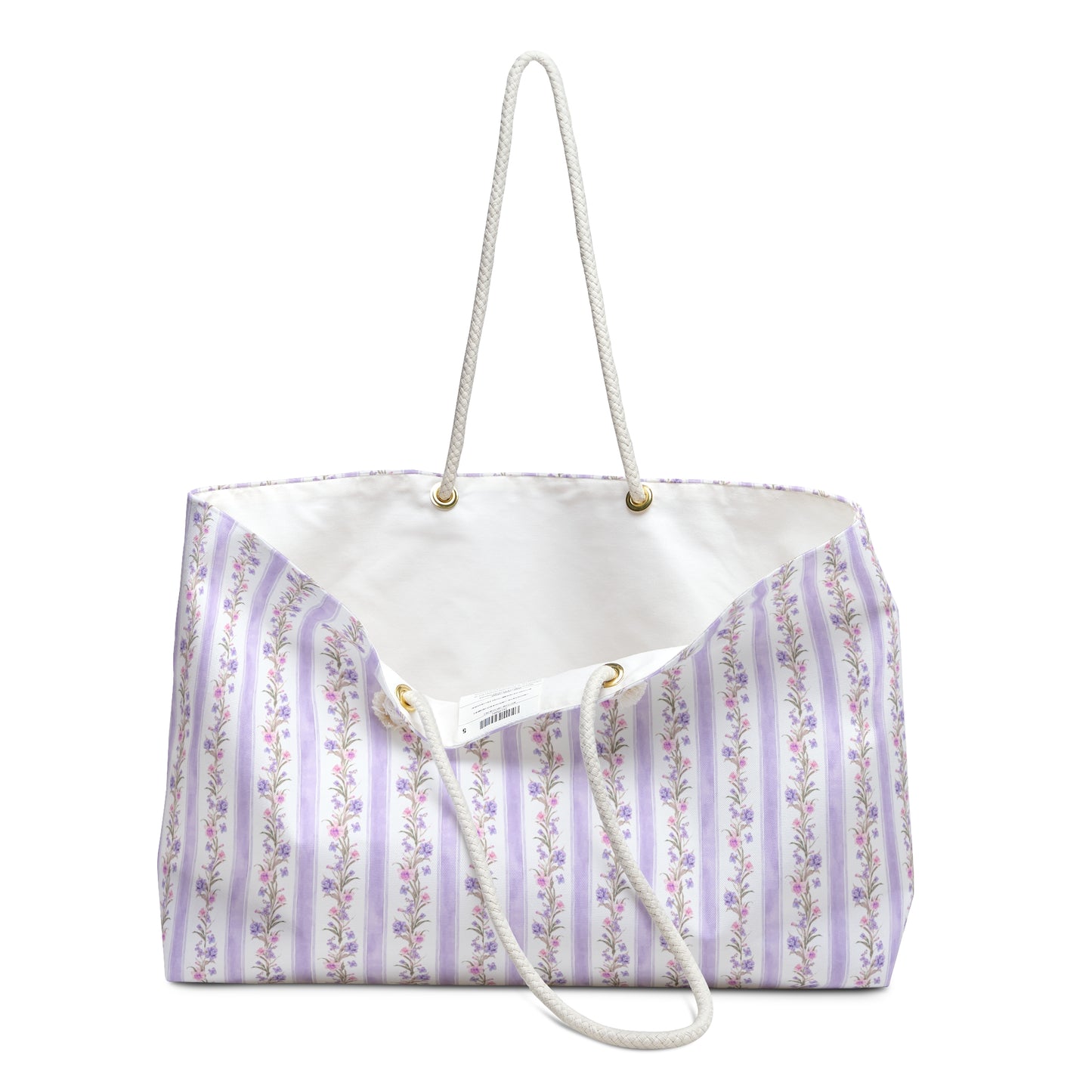 PURPLE FLORAL STRIPES WEEKENDER BAG