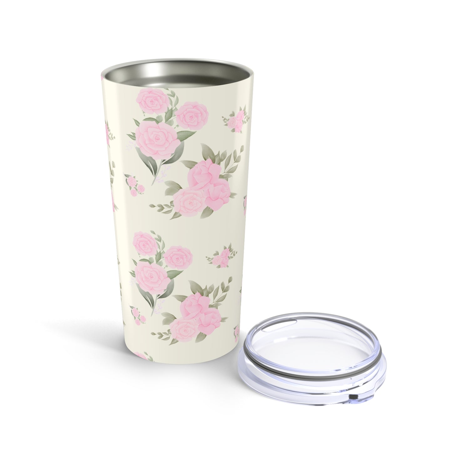IVORY PINK ROSES TUMBLER