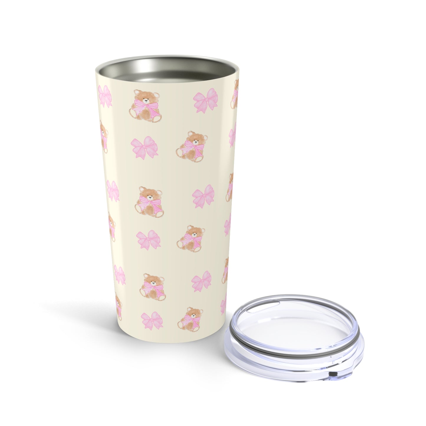 BEIGE TEDDY BOW TUMBLER