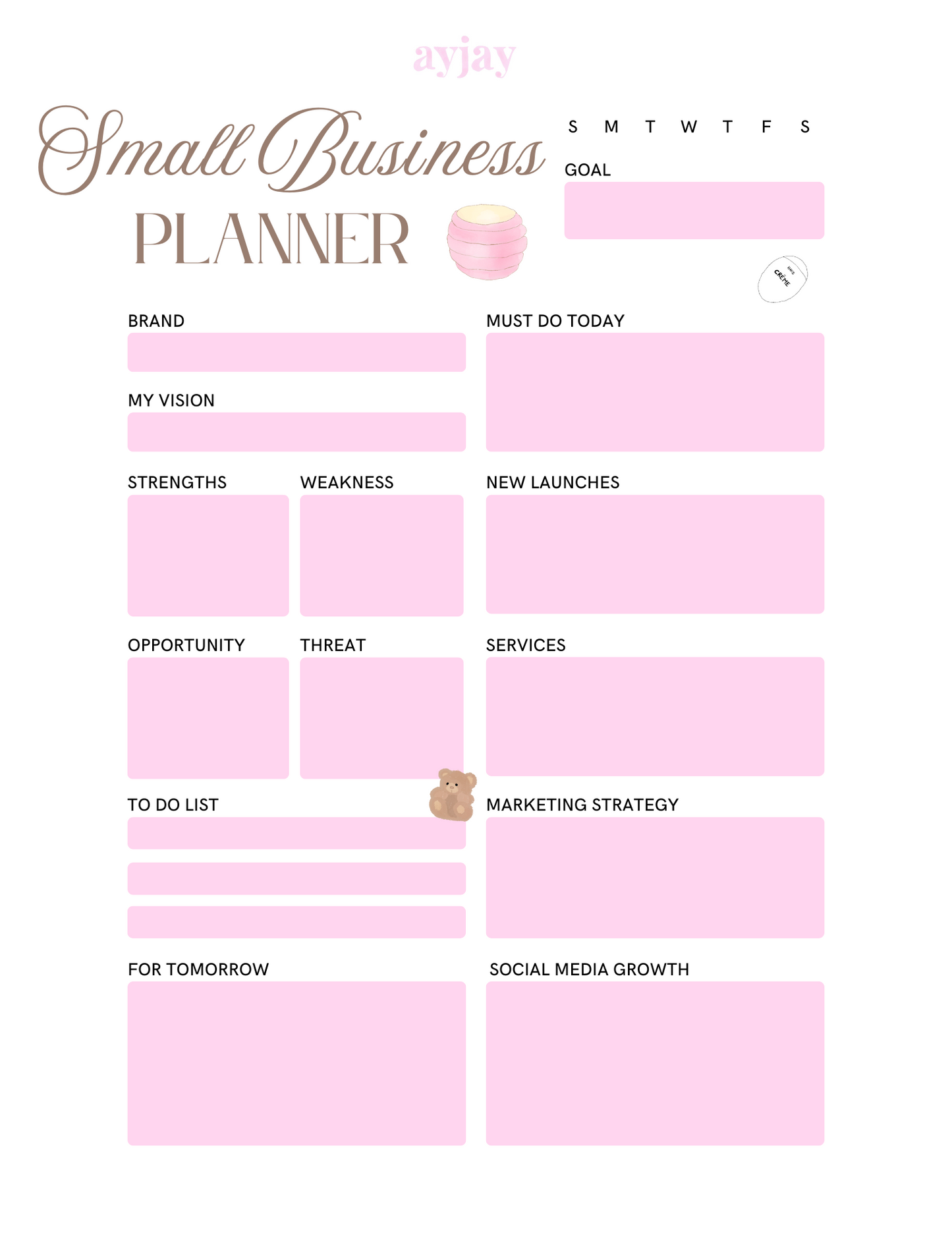 AYJAY SMALL BUSINESS PLANNER