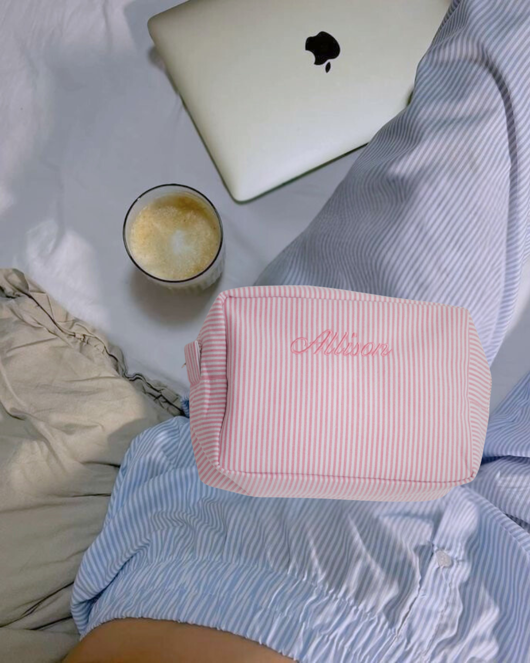 BABY PINK STRIPES CUSTOM BAG