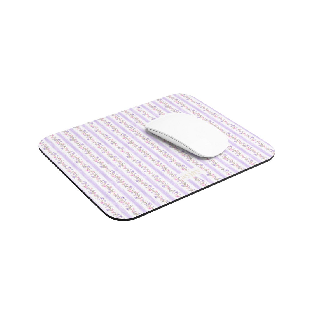 PURPLE FLORAL STRIPES MOUSE PAD