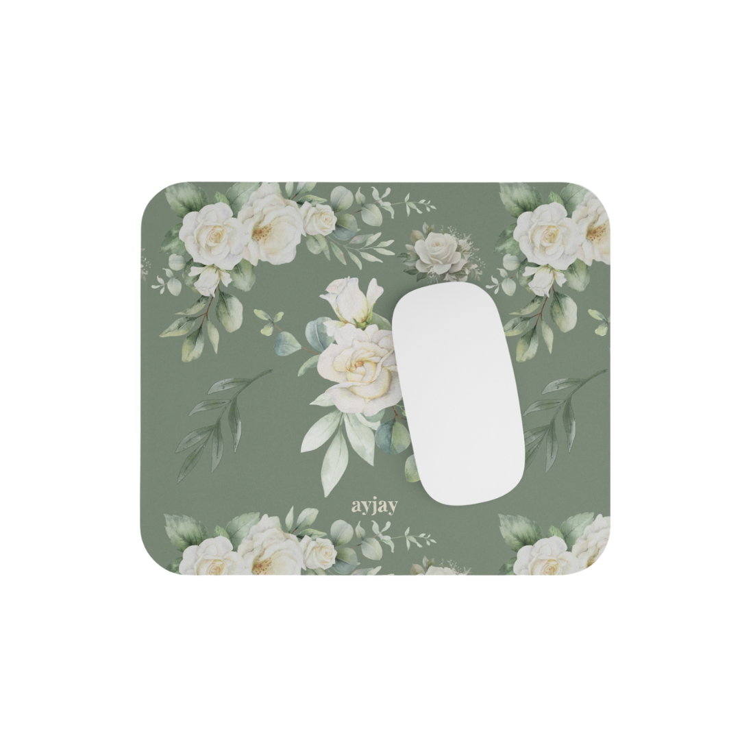 GREEN FLORAL MOUSE PAD