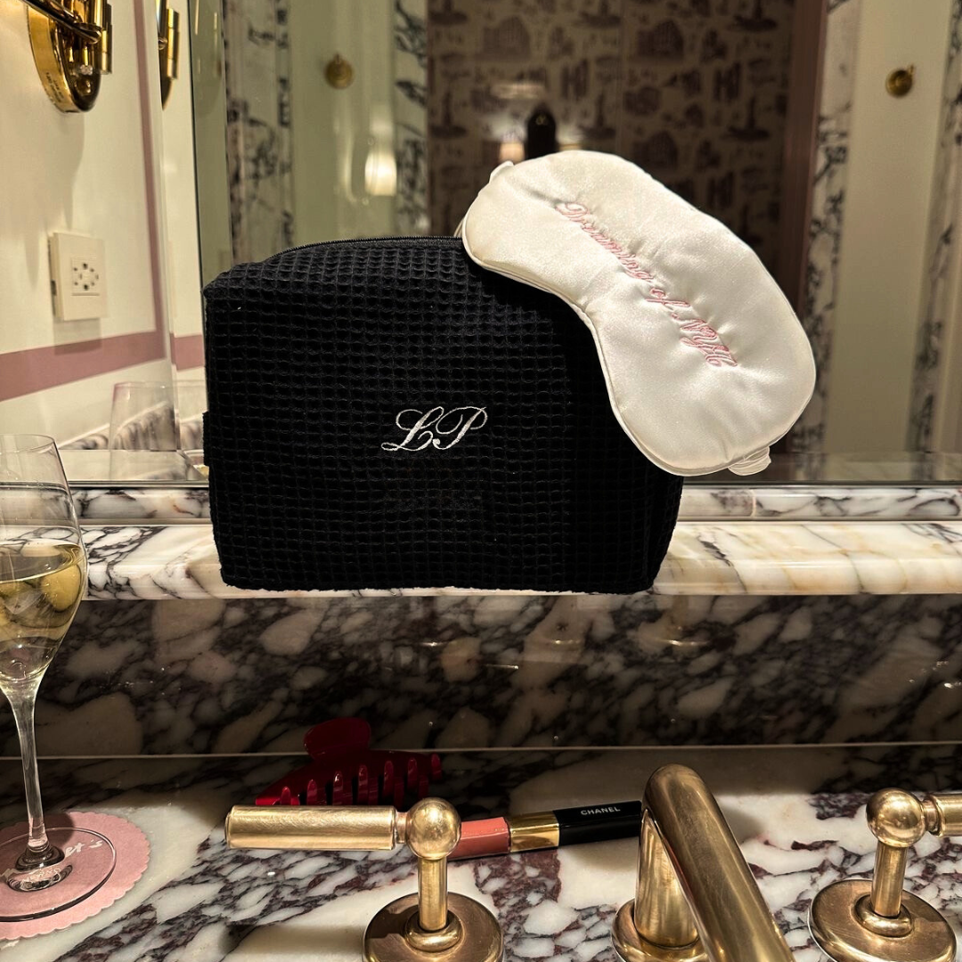 BLACK WAFFLE KNIT WHITE CUSTOM BAG