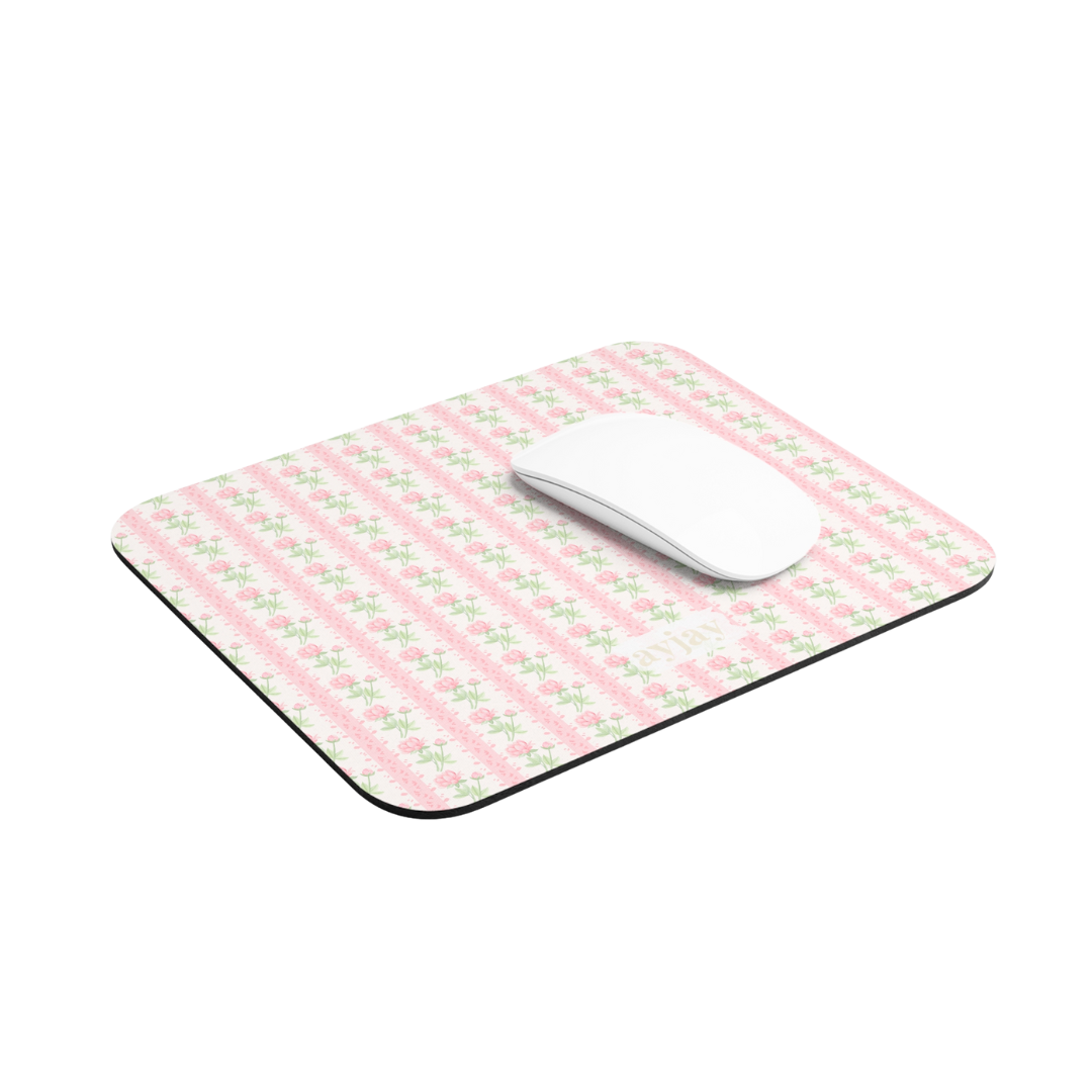 PINK & GREEN FLORAL MOUSE PAD